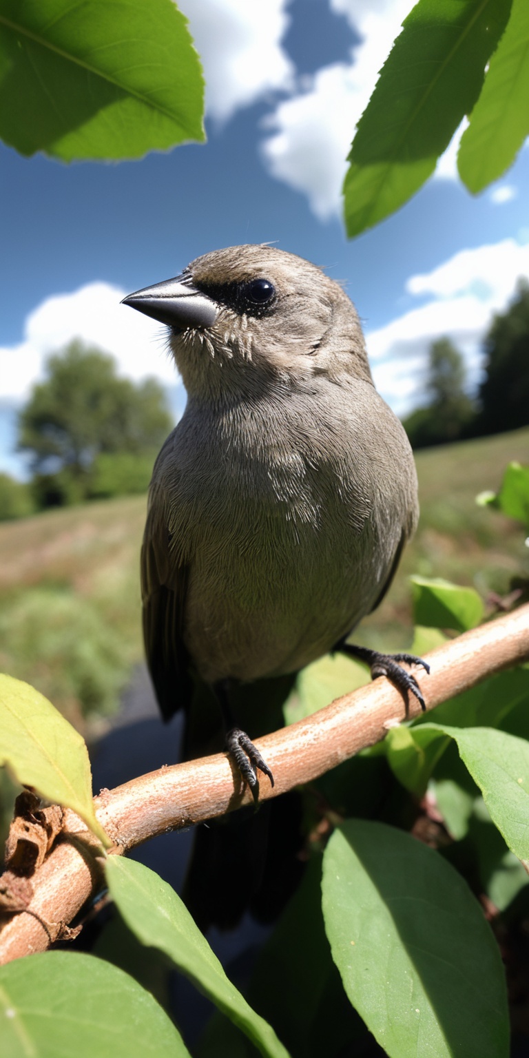 of a Grayish Baywing. BREAK It's a cute bird about 7 inches long,  with ,  . The region between the eyes and nostrils is b...