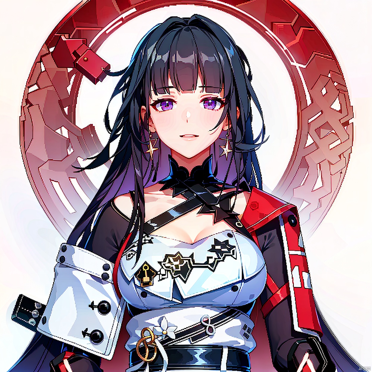  (masterpiece:1.3),(the best quality:1.2),(super fine illustrations:1.2),(Masterpiece),high quality,high detail,(white background:1.2),looking at viewer,(SOLO:1.4),outline,simple background,
ponytail,hair bow,raiden mei,breasts,purple eyes,purple hair,long hair,blunt bangs,bangs,1girl,solo,very long hair,
