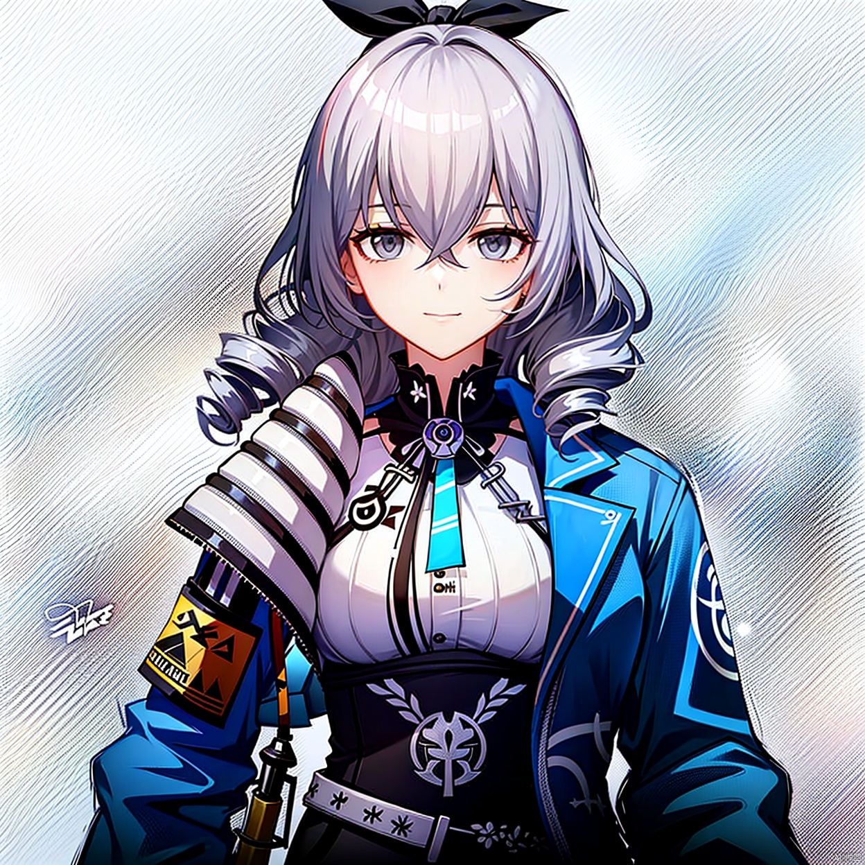  (masterpiece:1.3),(the best quality:1.2),(super fine illustrations:1.2),(Masterpiece),high quality,high detail,(white background:1.2),looking at viewer,(SOLO:1.4),outline,simple background,
ahoge,hair between eyes,bangs,twin drills,grey eyes,grey hair,mecha,long hair,drill hair,bronya zaychik,1girl,solo,crossed bangs,silver hair,