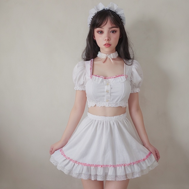 a photorealistic image of a sexy girl in maid clothes on Tensor.Art
