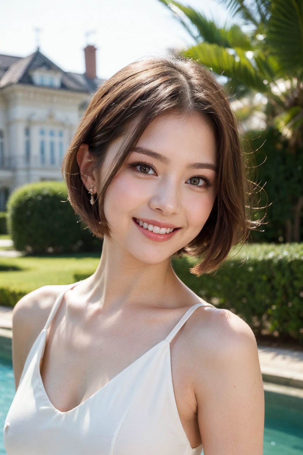 Pretty and charming girl. She wears a very elegant noblewoman oufit. She is a very cute girl. Hyperdetailing masterpiece,...