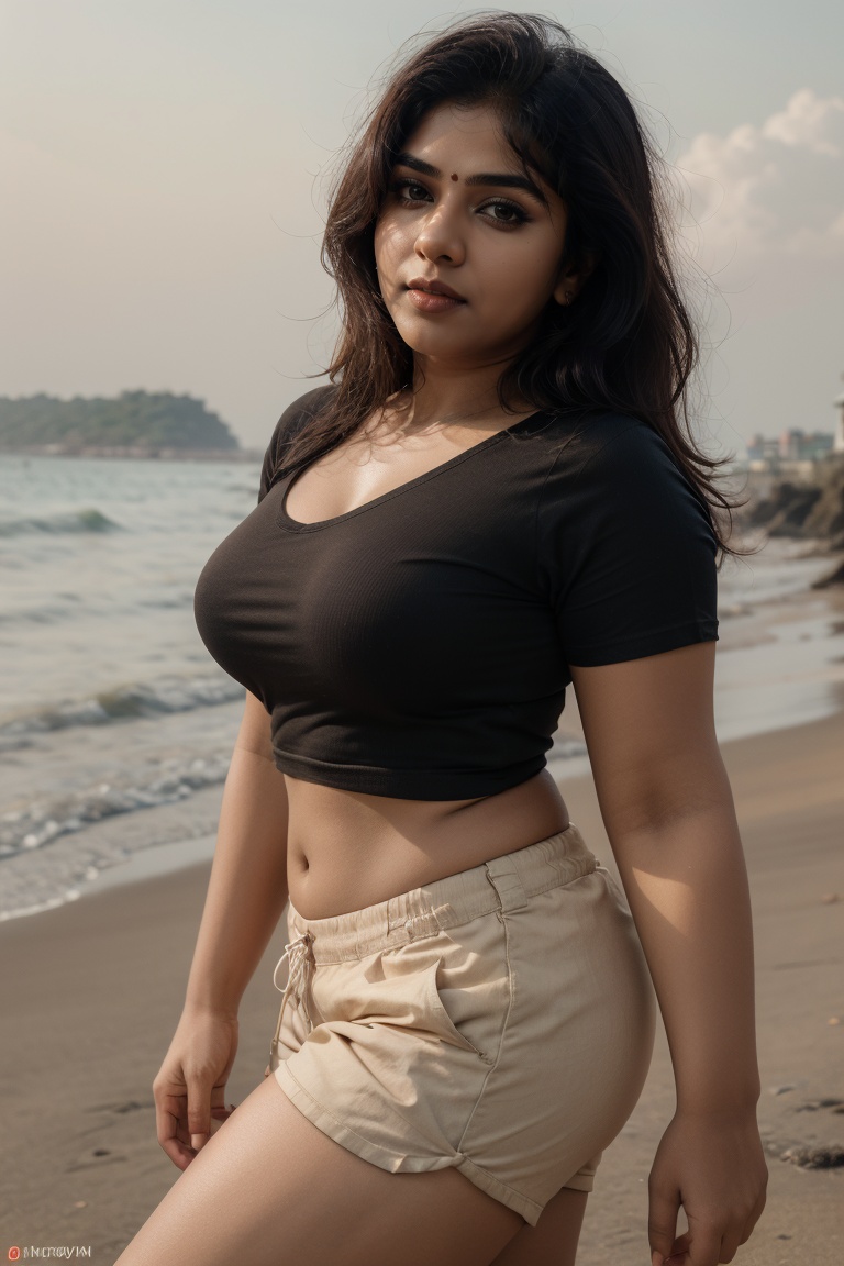 sexy Indian girl wearing sexy short pant and t shirt,  tight,  curvy body on Tensor.Art