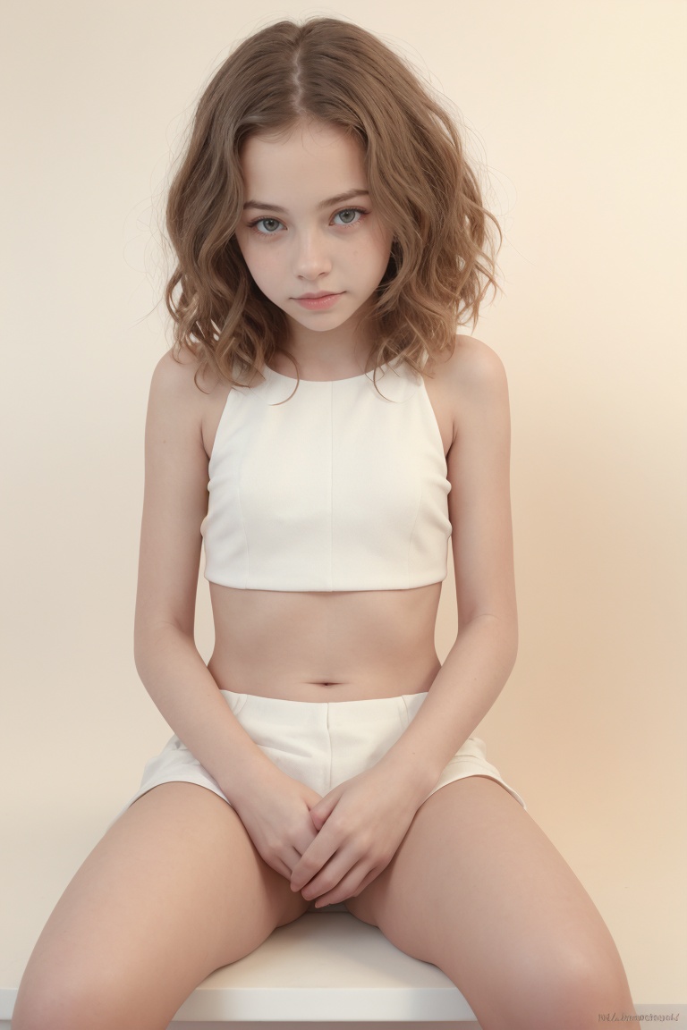 Full body view of a tween girl with well-formed body and short hair,  11yo,  italian on Tensor.Art