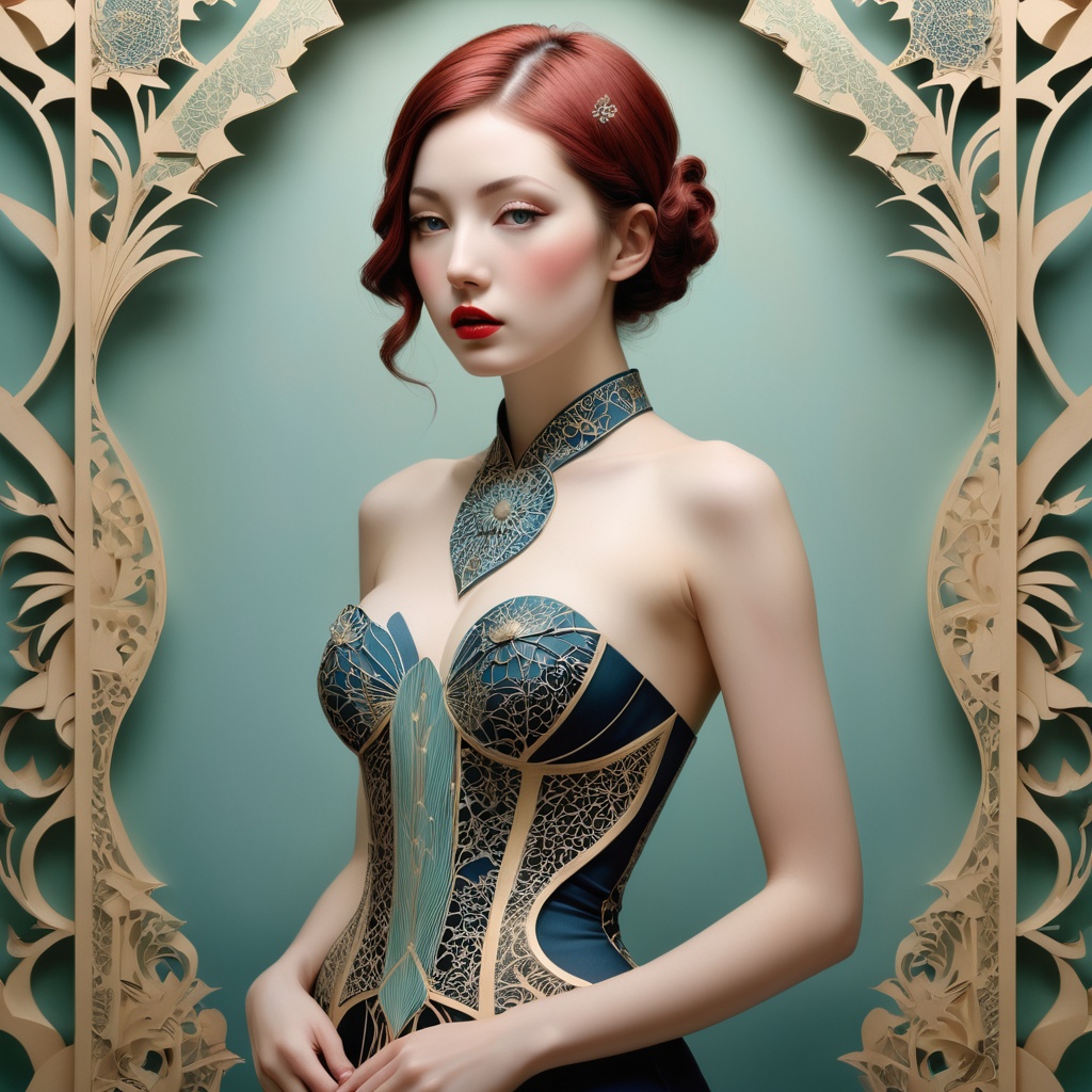 A stunning piece of art! A girl,  is beautifully rendered in a punk-inspired style with balanced symmetry. The medium-brea...