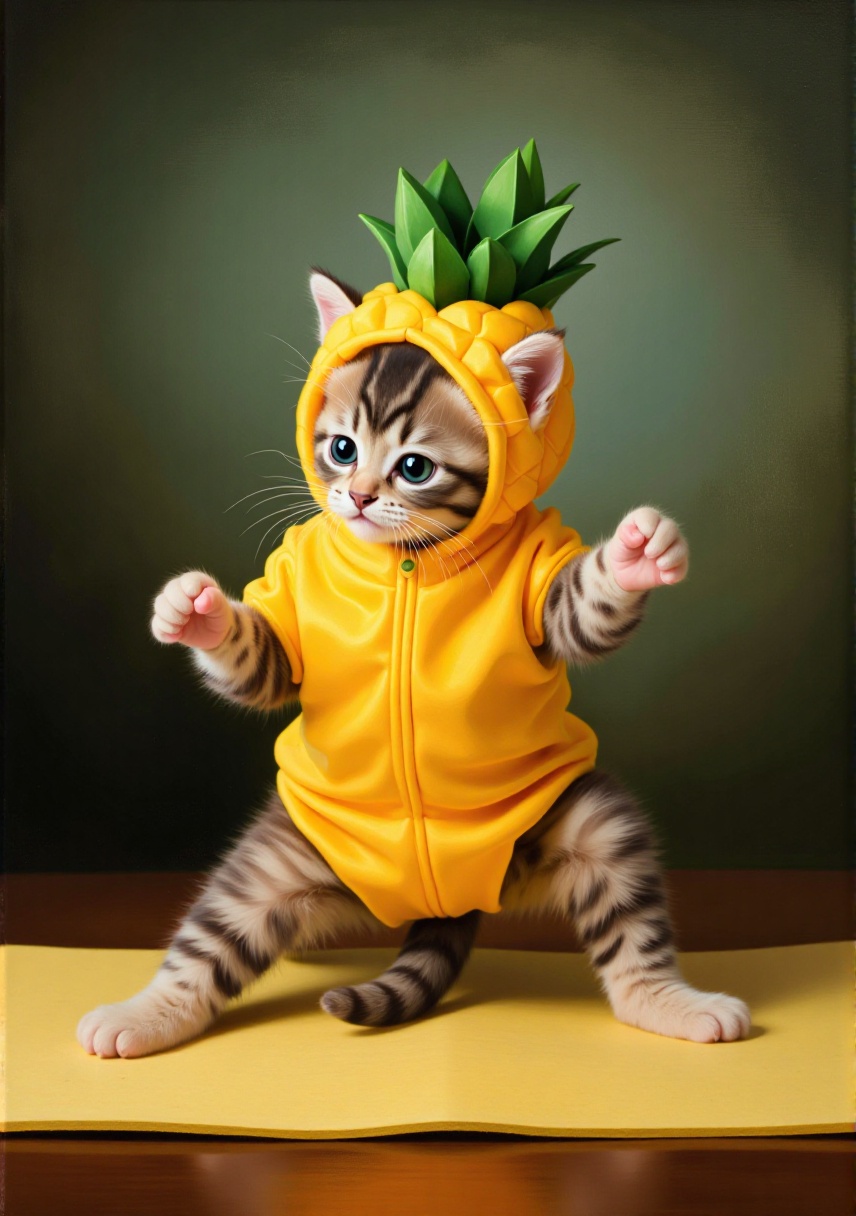 oil painting,  An award winning photo ,  a cute little baby cat on Tensor.Art