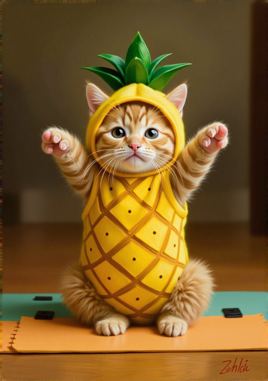 oil painting,  An award winning photo ,  a cute little baby cat on Tensor.Art