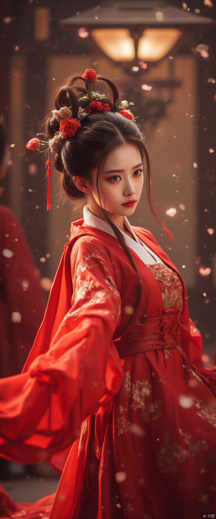 Red and white Hanfu, random movements