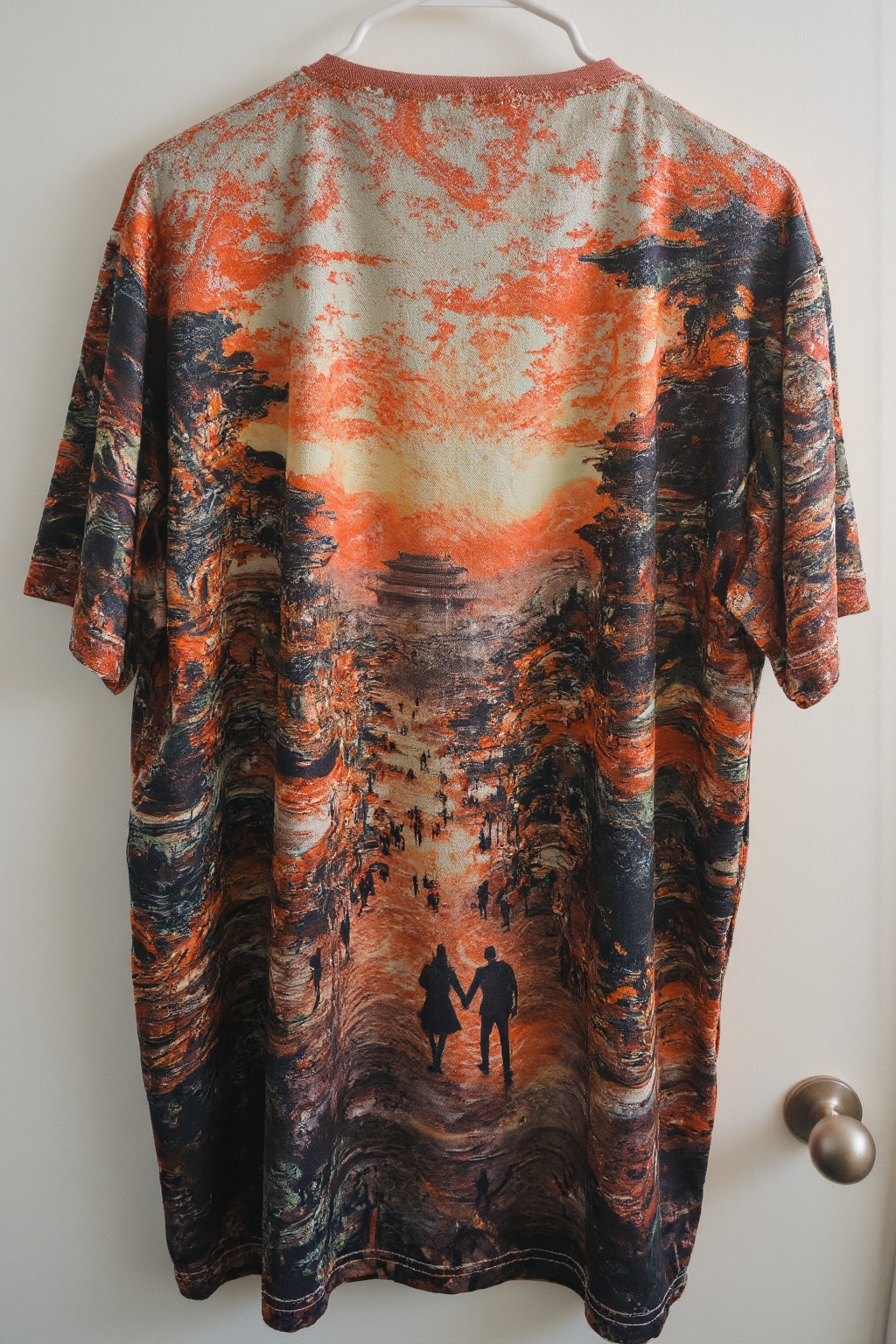 T_shirt with a Design(landscape,  Illustration,  Chinese Tang Dynasty street on Tensor.Art