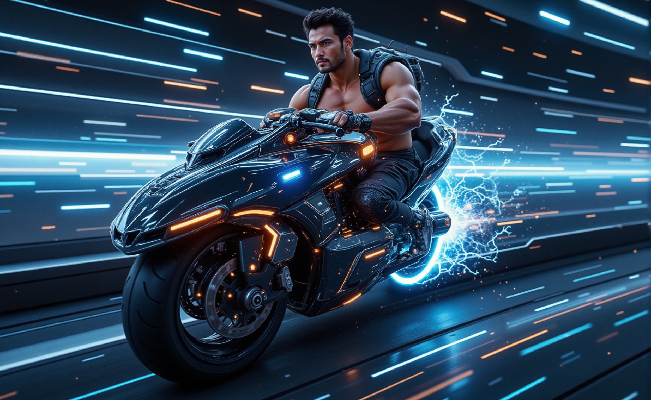 Full-body shot of a muscular man with a handsome face,  tan skin,  short black hair on Tensor.Art