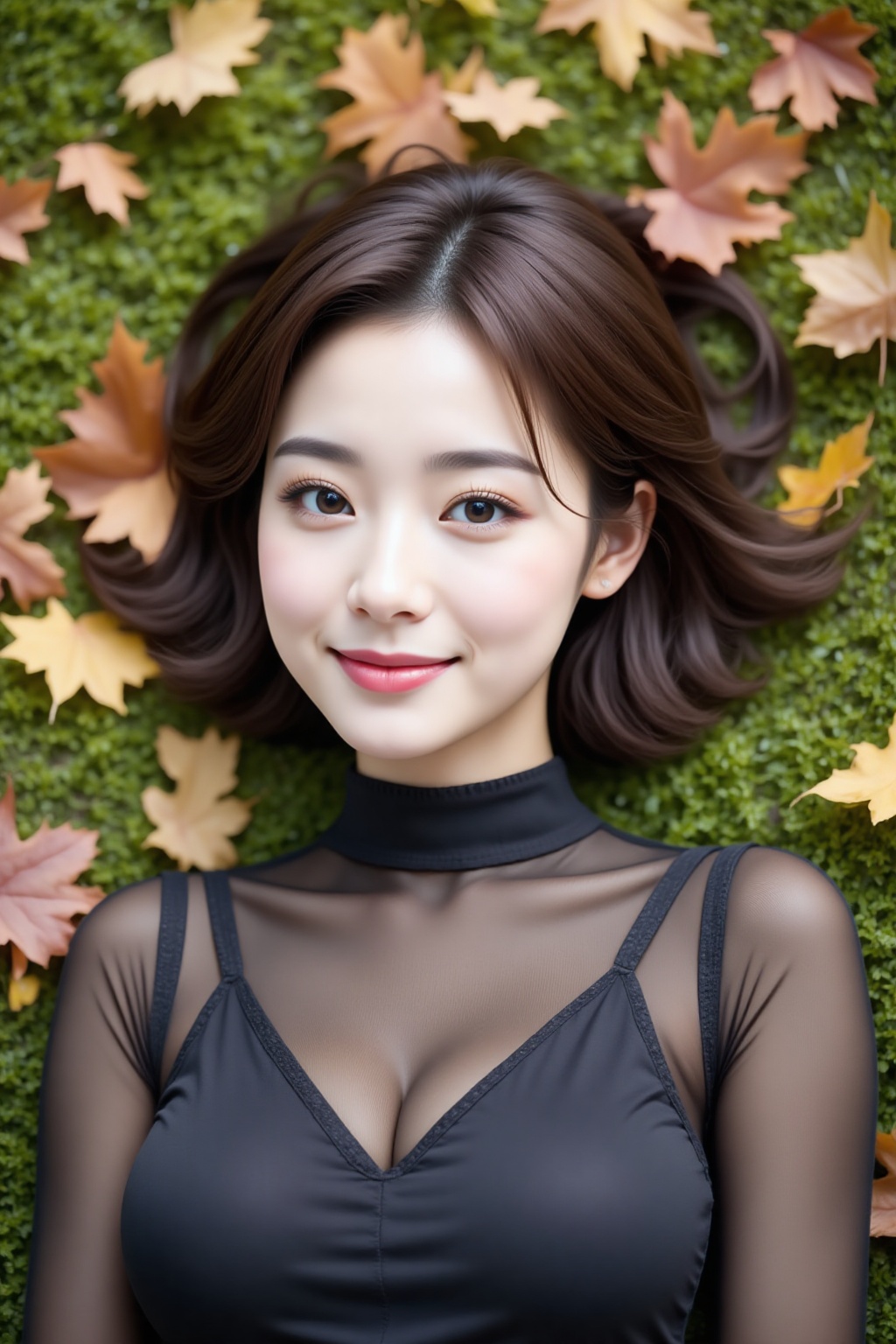 Photo of Pretty Japanese woman,  1girl,  (medium-short dark brown hair) on Tensor.Art
