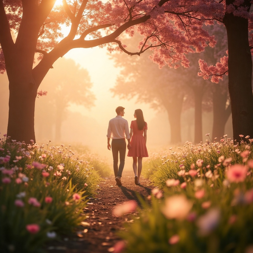 Softly lit,  golden hour landscape: a whimsical,  dreamlike setting bathed in a warm on Tensor.Art