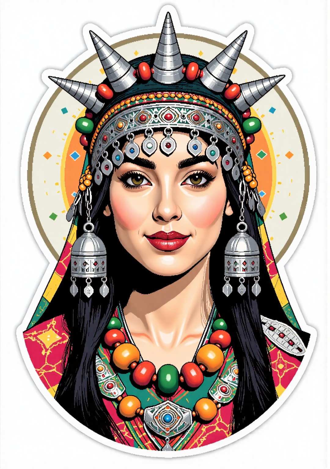 Pixel art Vector Art Stickers,  a drawing of a woman wearing a headdress,  concept art on Tensor.Art