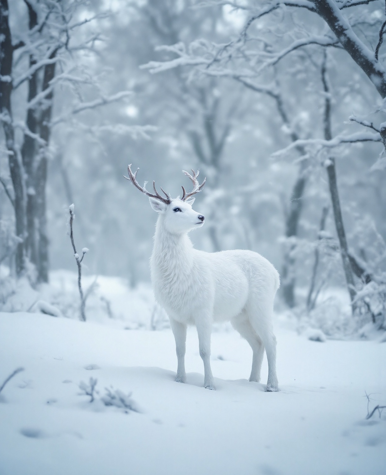 The ice and snow deer that comes leisurely,  the pure white body realizes the ice and snow wonderland,  Yan Jun becomes th...