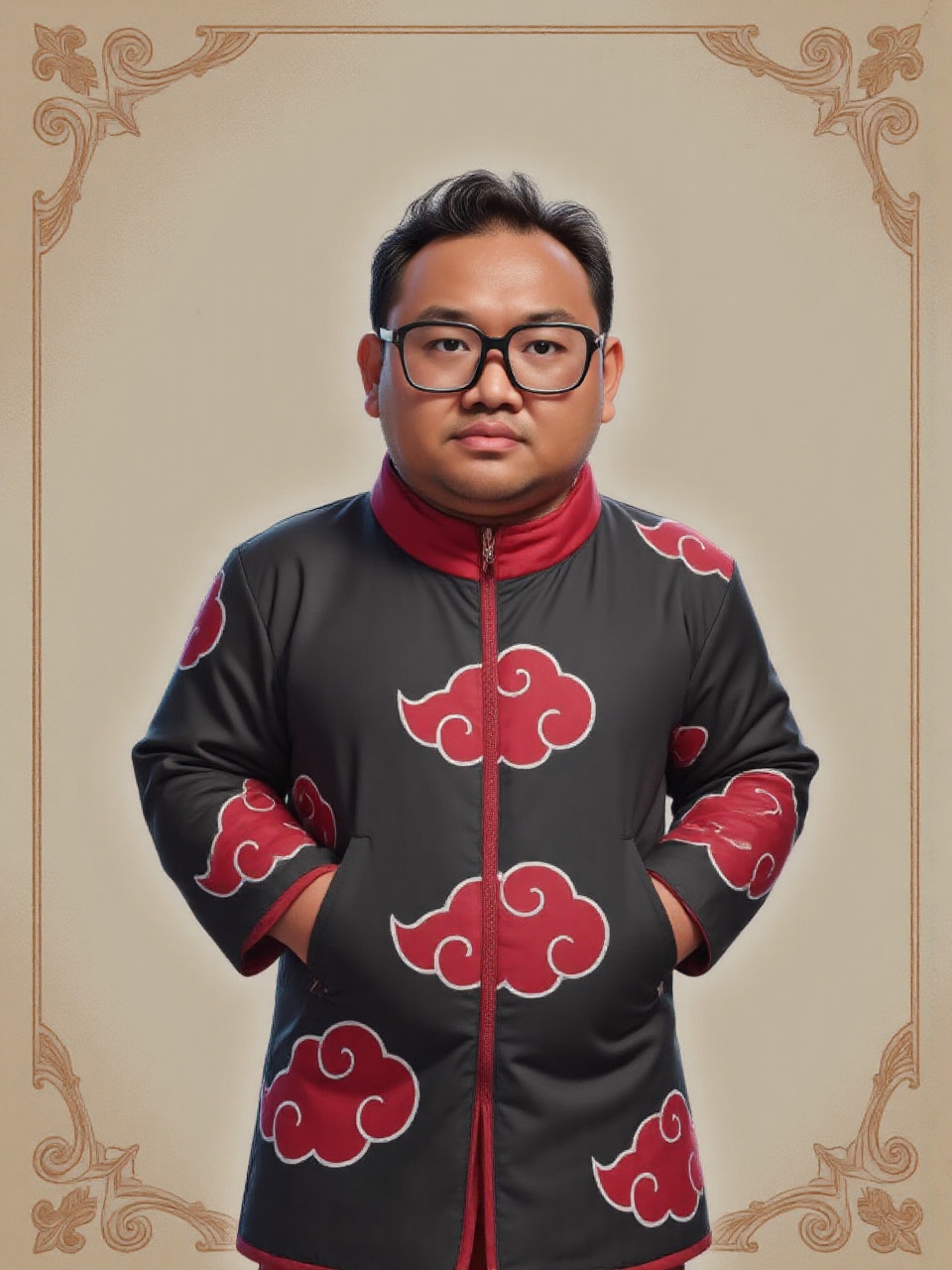 disney-pixar style potrait of plump abangkudat,  age 40 malay guy,  Rectangular glasses on Tensor.Art