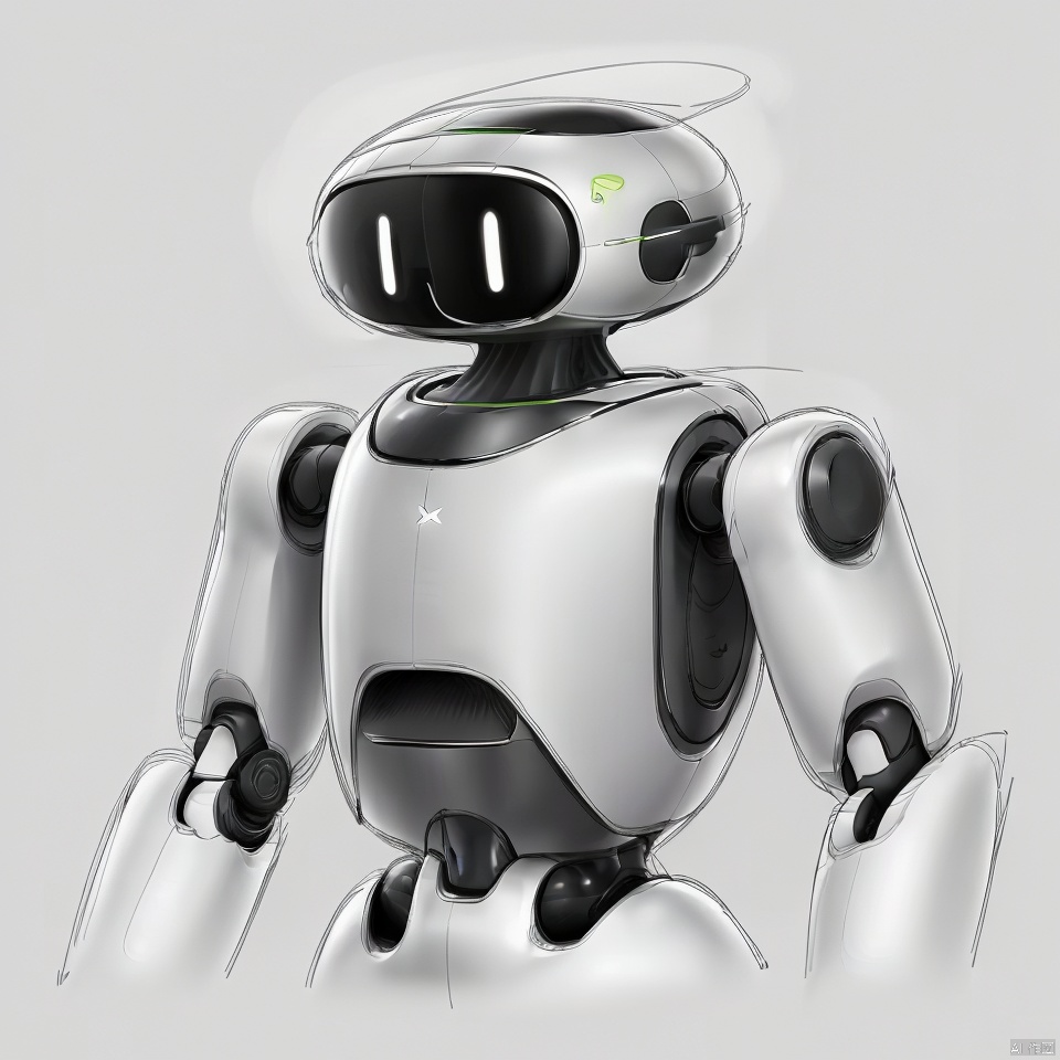 robot,solo, upper body, artist name, no humans, glowing, robot, black background, mecha, science fiction, straight-on, humanoid robot, non-humanoid robot,sketch,Conceptual illustration design, product design,product render,sketch, syd_hardy, Product Design Sketch