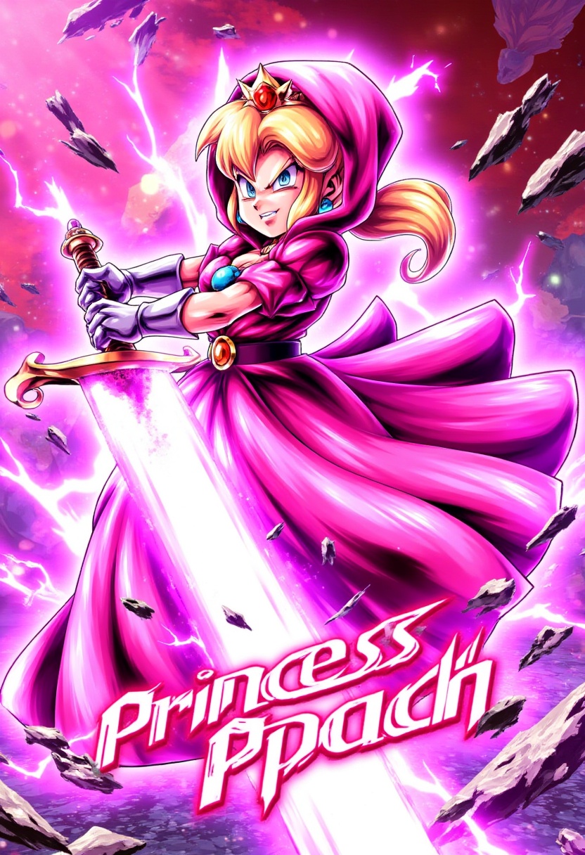 in the style of db legends,  vibrant,  dynamic digital artwork featuring Princess Peach from Mario on Tensor.Art