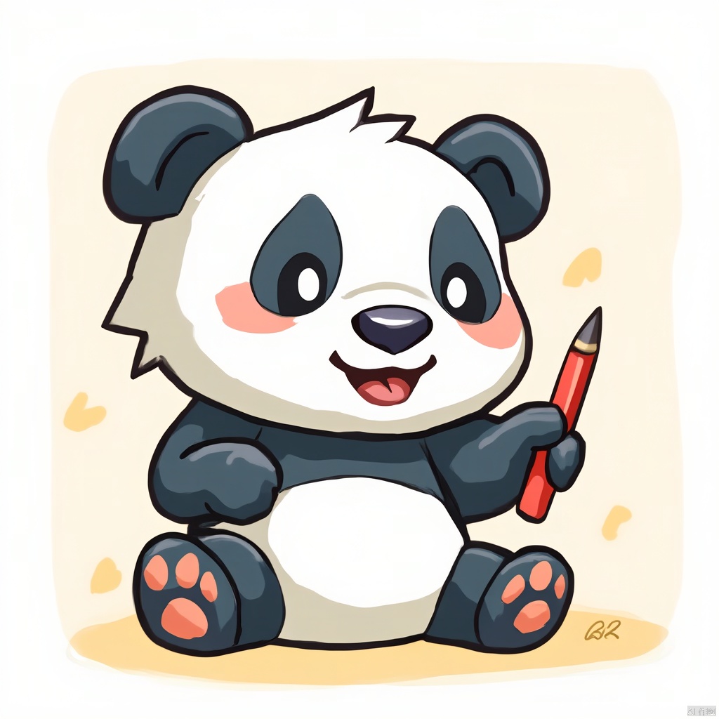 Cartoon hand drawing game panda hand