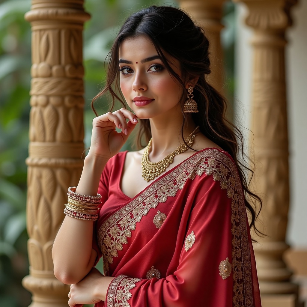 (Extra realistic) Sweet saree indian sexy women from mumbai,  26 years old,  clear body features on Tensor.Art