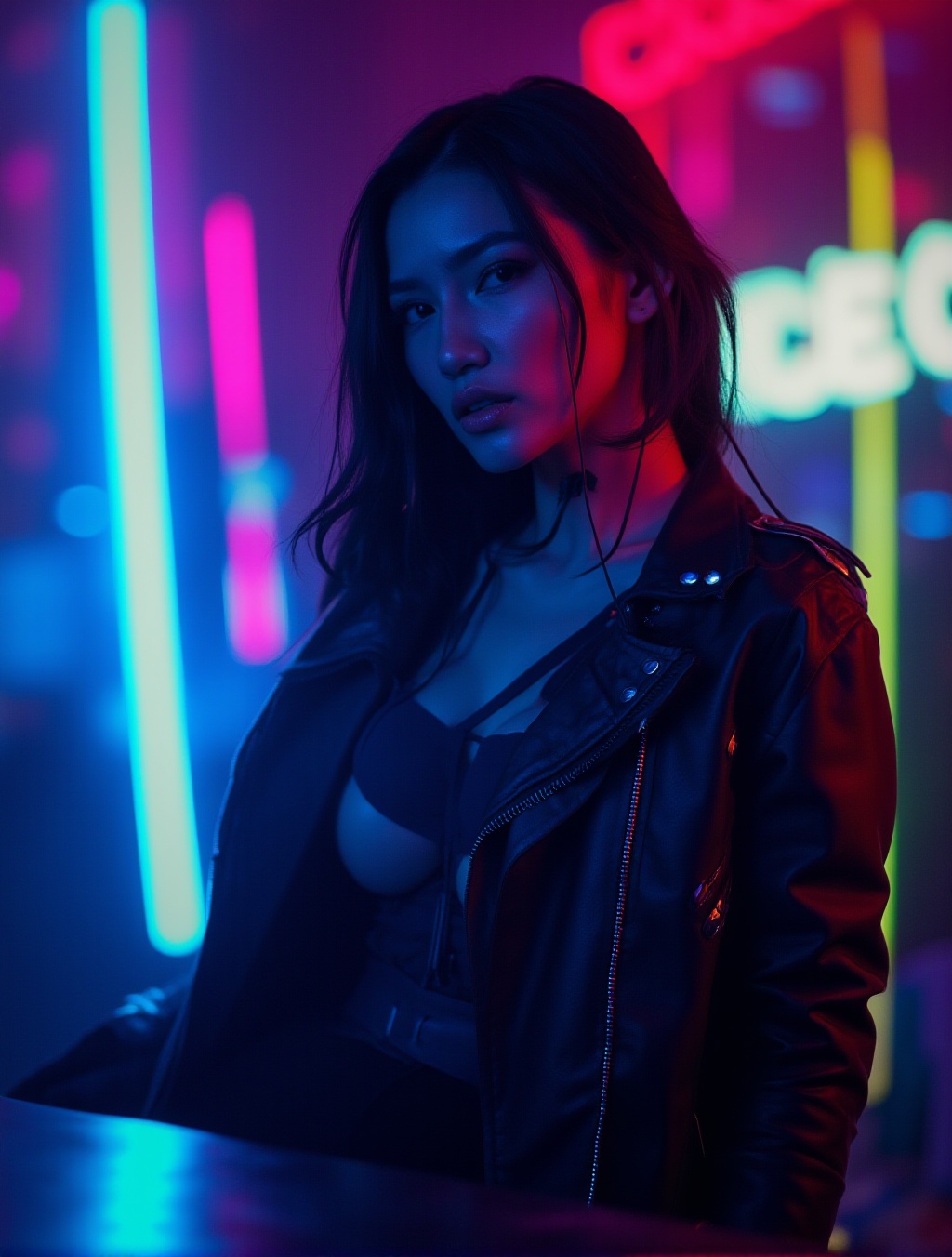 A cyberpunk women,  sexy hot,  flame on Tensor.Art