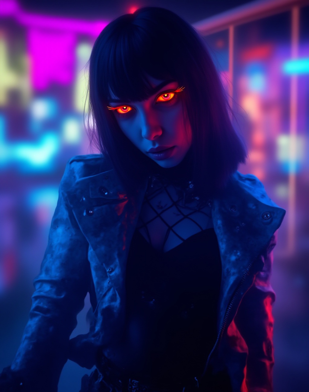 A cyberpunk women,  realistic,  details and enhanced image on Tensor.Art
