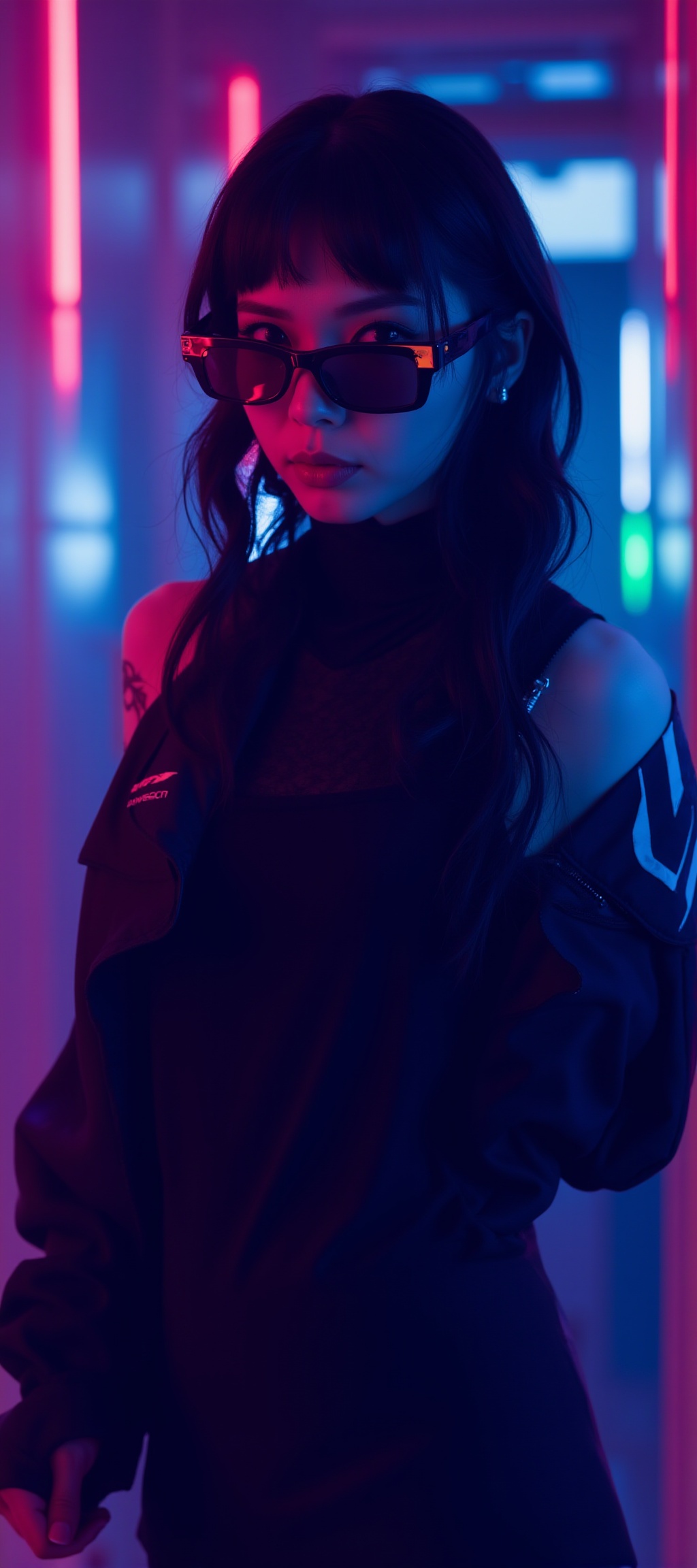 A cyberpunk women,  realistic,  details and enhanced image on Tensor.Art