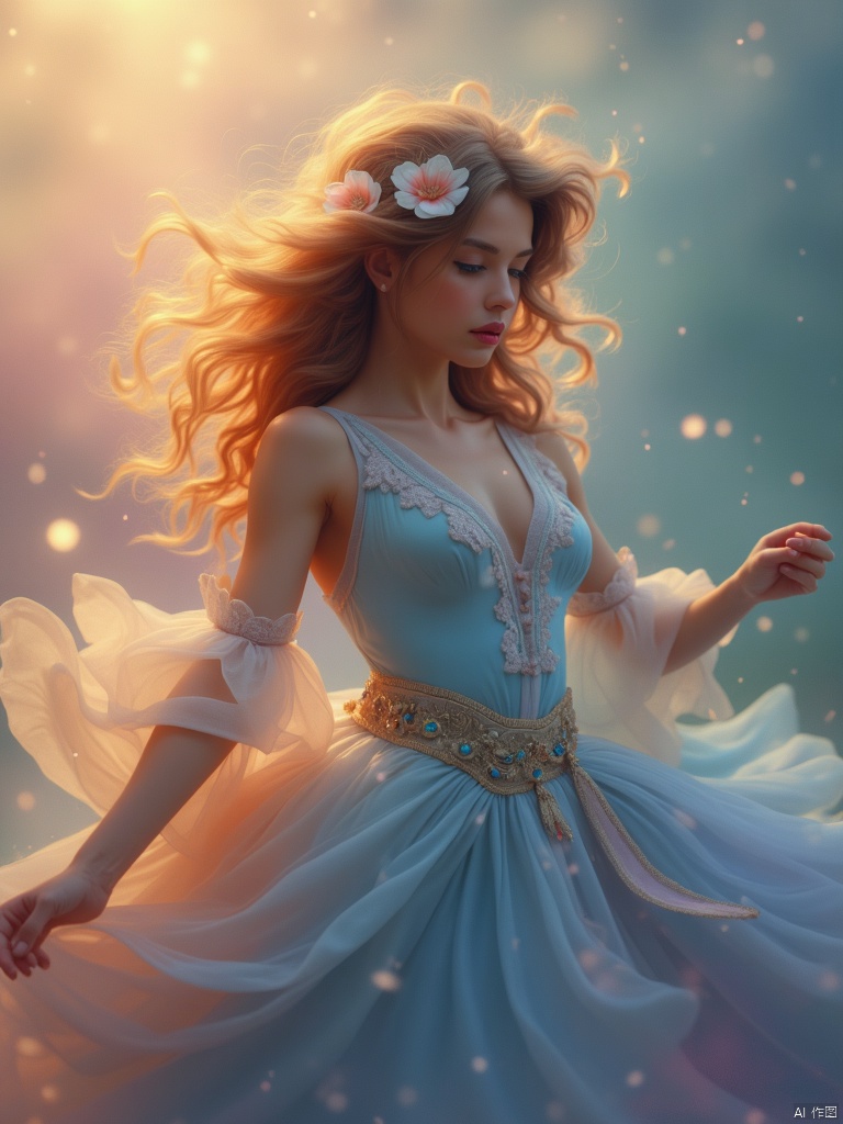  (masterpiece:1.1, highres:1.4),1 girl,(soft blending:1.2),fluid colors,dreamy washes,fantasy,dream world:1.8,cowboy shot,Fantasy Style,cowboy shot,,,FUJI, light master