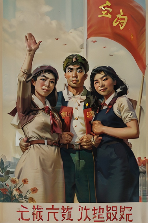 A group of three Asian individuals,  dressed in modern attire,  stand solemnly before a raised platform on Tensor.Art