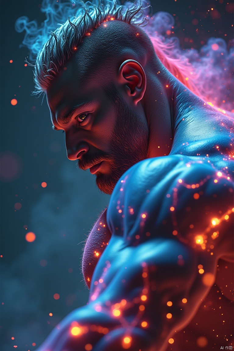 male,art ,   muscular ,real photo ,50mm, artful , close_up ,move,magic, other world effect,closeup
,focus,wild,vivid,effect,close_up,fantastyle