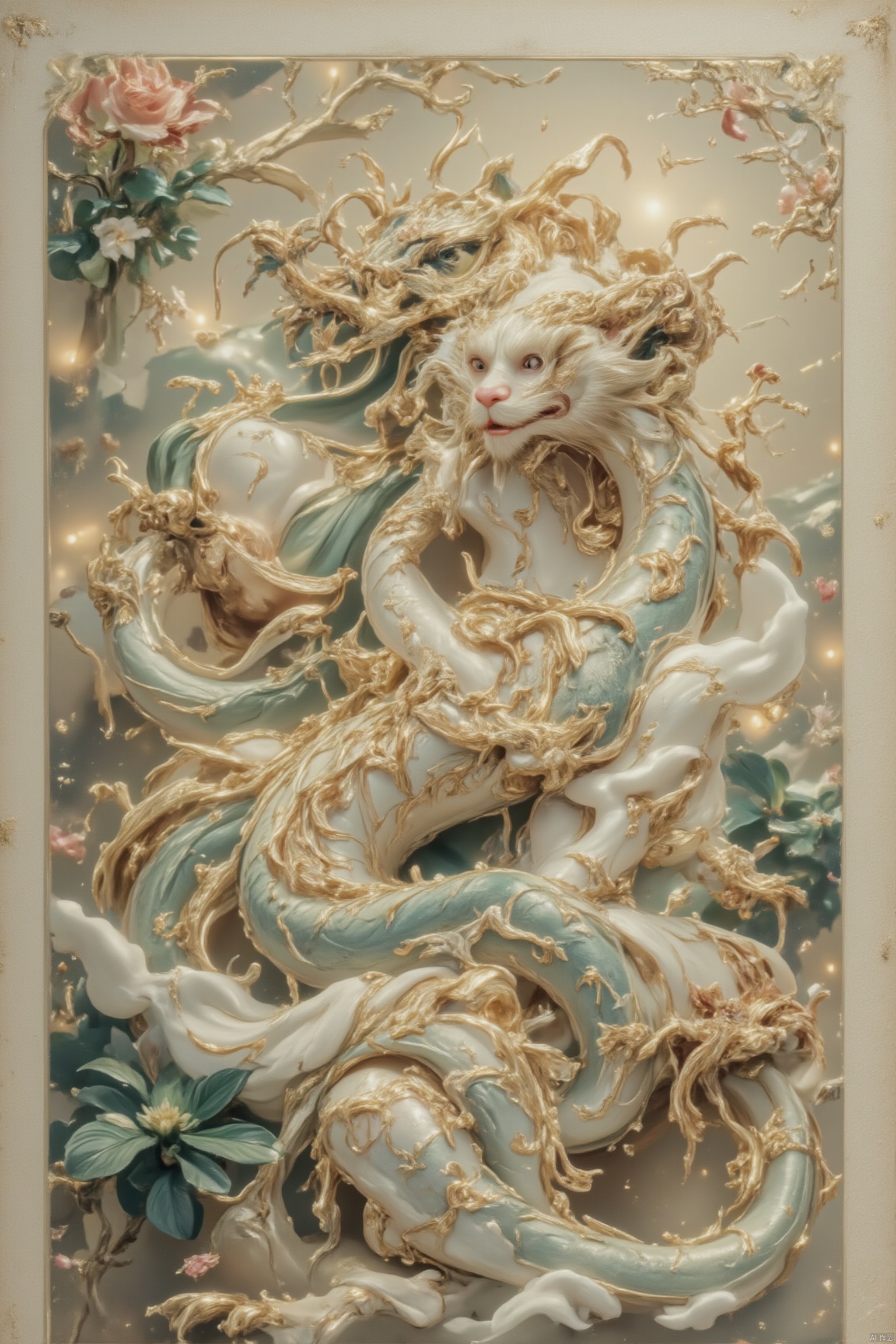 Chinese dragon,masterpiece,dest quality,five-clawed golden dragon