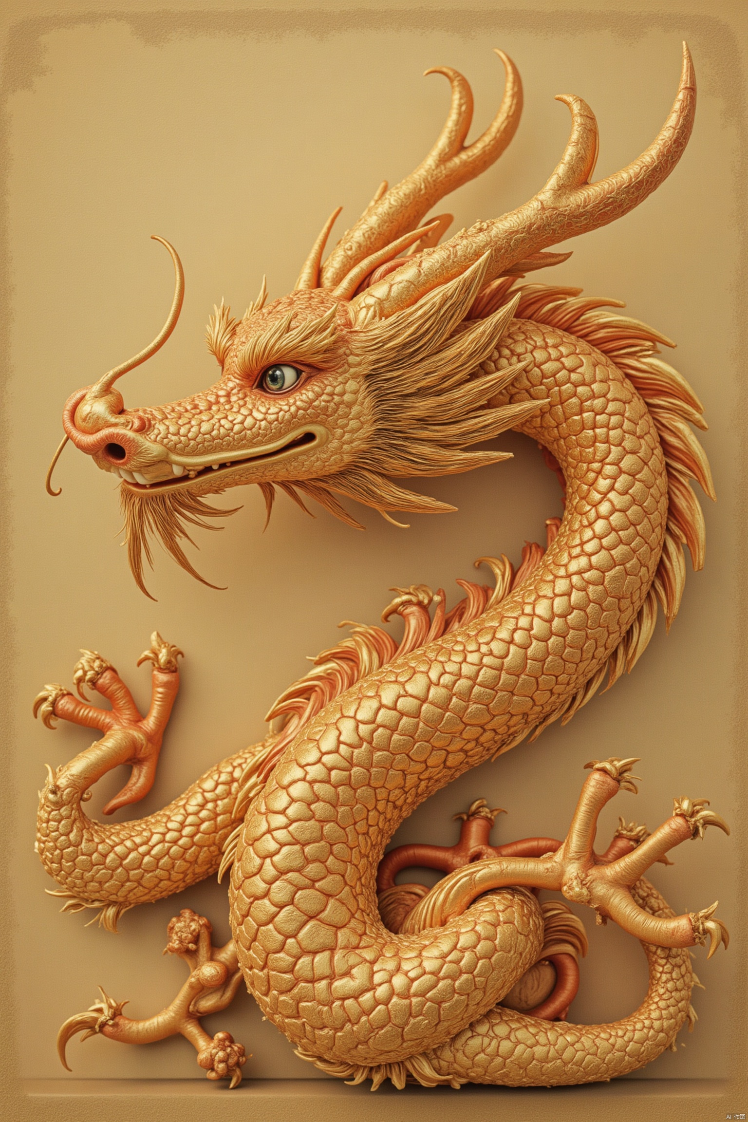 Chinese dragon,masterpiece,dest quality,five-clawed golden dragon