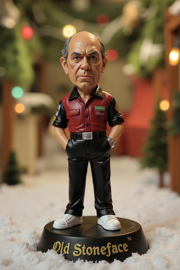 This is a high-resolution photograph of a detailed,  miniature action figure of John Lowe,  standing on a round on Tensor.Art