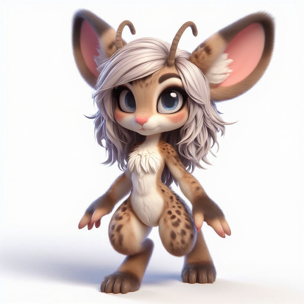 anthro highpoly highres base 3d model character,  cute semi-chibi bipedal anthro generalised insectoid form,  feminine on...