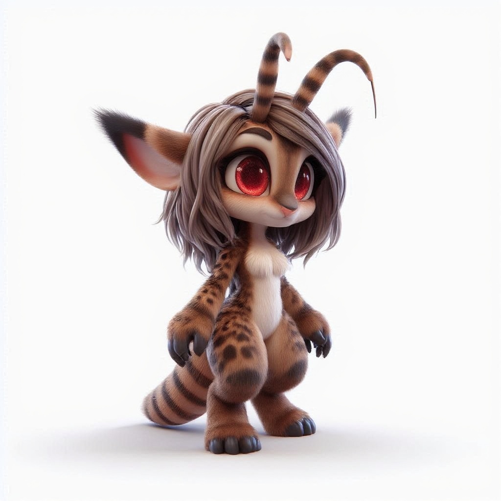 baby anthro highpoly highres 3d model character,  cute semi-chibi bipedal anthro insectoid form,  armored caterpiller on T...