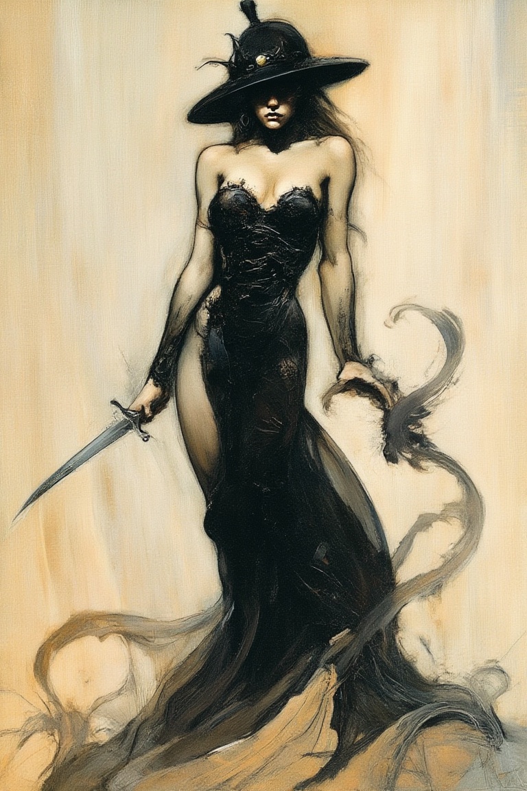 "An elegant woman,  holding a dagger at her side,  SFW." on Tensor.Art