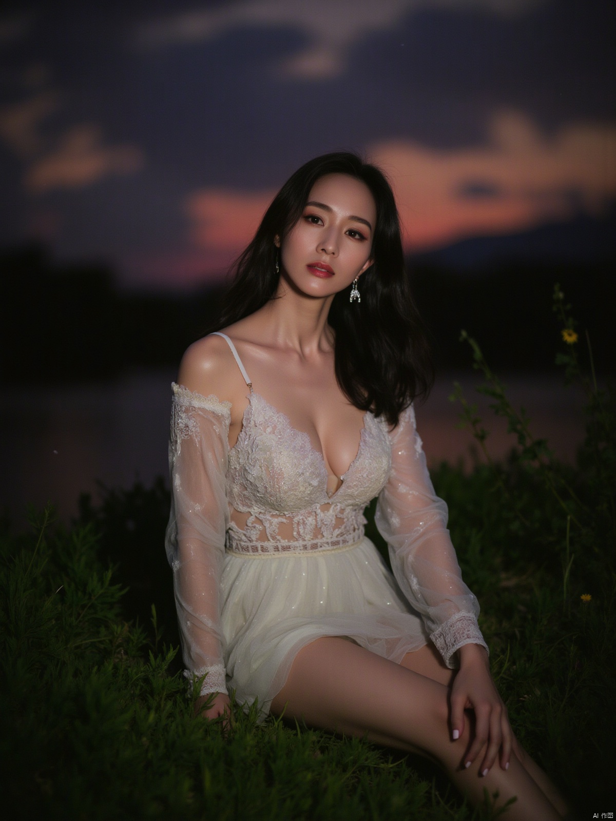 clear water,dark background,dark,black smoke,night,(((cleavage))),(((big boobs))),(((leakage from the cleavage of the breast))),1girl,green_hair,((((big breasts)))),Black_hair,single_braid,Bangs,Beautiful Finger,Beautiful long legs,Beautiful body,Beautiful Nose,Beautiful character design,perfect eyes,perfect face,expressive eyes,perfect balance,looking at viewer,(Focus on her face),closed mouth,(innocent_big_eyes:1),(Light_Smile:0.5),official art,extremely detailed CG unity 8k wallpaper,perfect lighting,Colorful,Bright_Front_face_Lighting,(masterpiece:1),(best_quality:1),ultra high res,4K,ultra-detailed,photography,8K,HDR,highres,absurdres:1.2,Kodak portra 400,film grain,blurry background,bokeh:1.2,lens flare,(vibrant_color:1.2),professional photograph,(Beautiful,large_Breasts:1.4),(beautiful_face:1.5),(narrow_waist),((((((in a meadow,))))))),red flowers everywhere,white lace bra,pond,reed,riverside,clear water,classicism,guilin landscape,big boobs,gradient background,across the land,the other shore flowers,cloudy day,dark background,dark,black smoke,chinese classical style,night,((((starry_sky,firefly,)))),(((simple background))),1girl,solo,panorama,cloud,sunset,sky,sun,twilight,sparkle,cloudy_sky,purple_sky,gradient_sky,sunrise,shooting_star,evening,orange_sky,sunlight,star_\(sky\),lens_flare,mountain,dusk,1girl,outdoors,red_sky,diffraction_spikes,((((full_shot,high_heels)))),(hair ornament, jewelry, earrings, solo, brown hair, blue eyes, white background, long hair, expressionless, closed mouth, simple background,necklace,dress,hair ornament),

