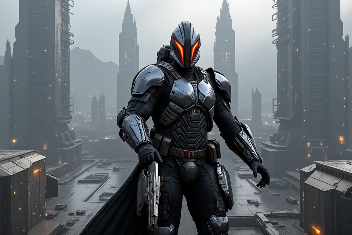  FuturisticWarrior style,,This image portrays minmatar heavy,, cityscape in the background