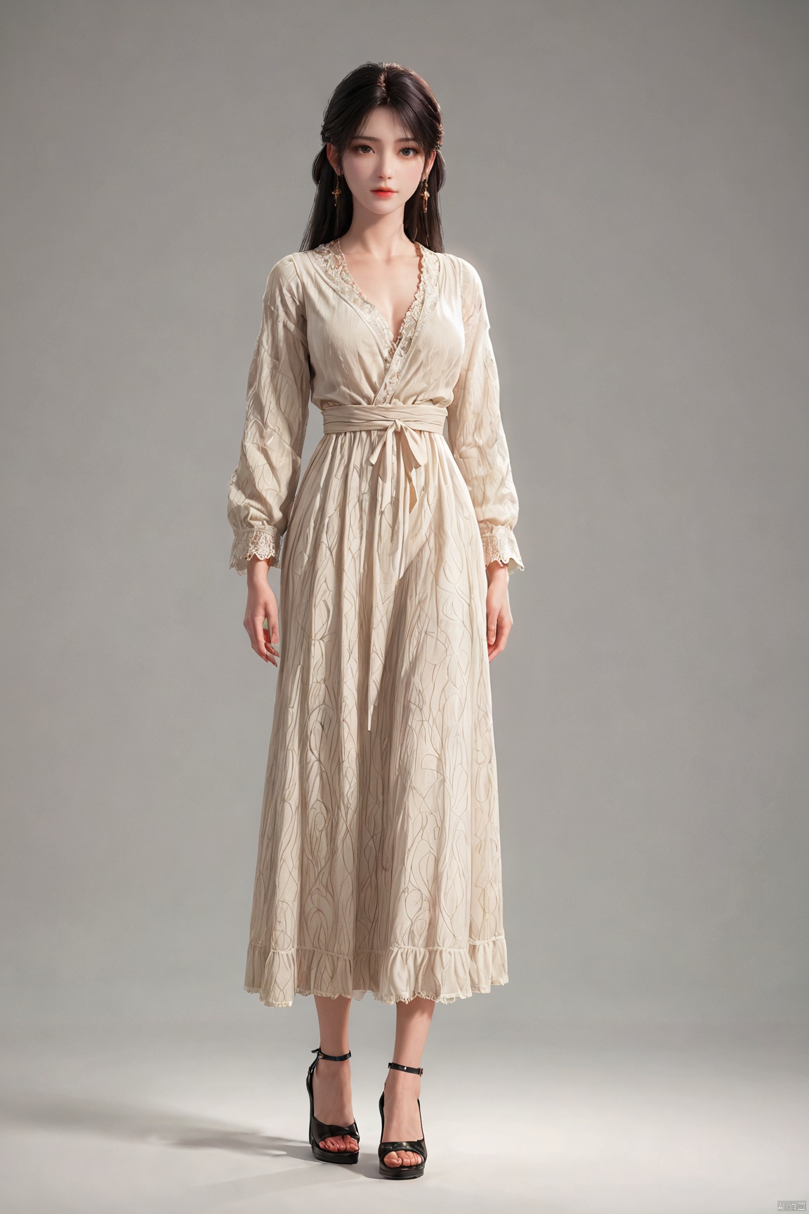 score_9_up,score_8_up,score_7_up,HSN, (Clear lines, high definition, Best quality, Very detailed, masterpiece, Movie lighting effects, 4K),1 girl,Black hair,White background,solo,standing,