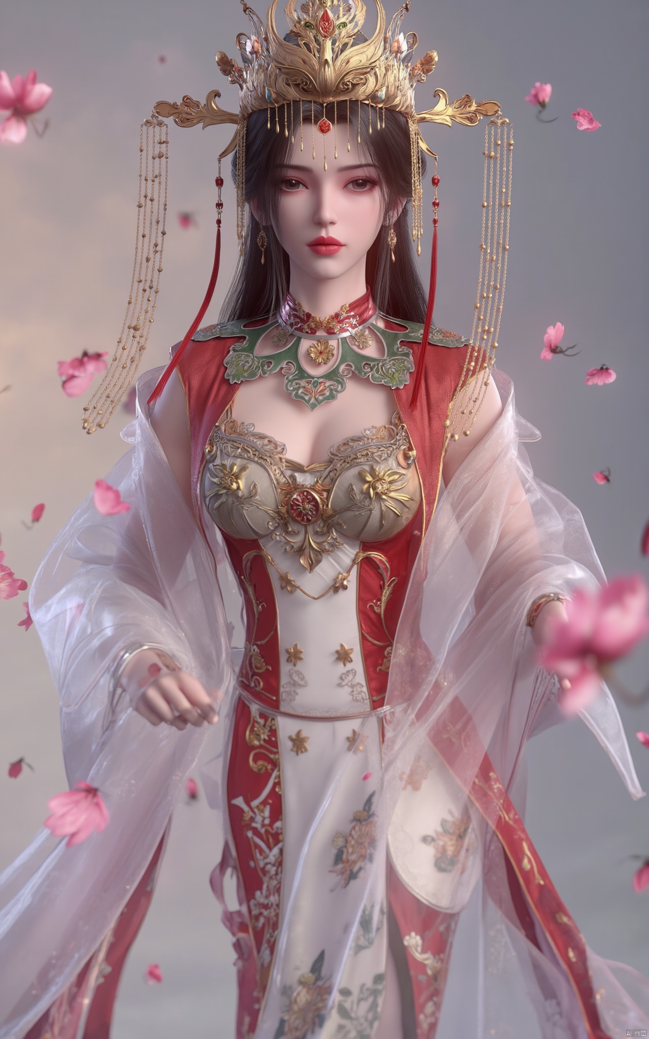 Masterpiece, the best quality, high quality,1girl,(huge breasts:1.59),(pink lotus flowers:1.39),Xxiaoyixian,Xyafei,XMGqipao,Xxueshifu,XyunxiPVC,Xdunhuangfeitian,Xlimuwan,Xhaiqinyan