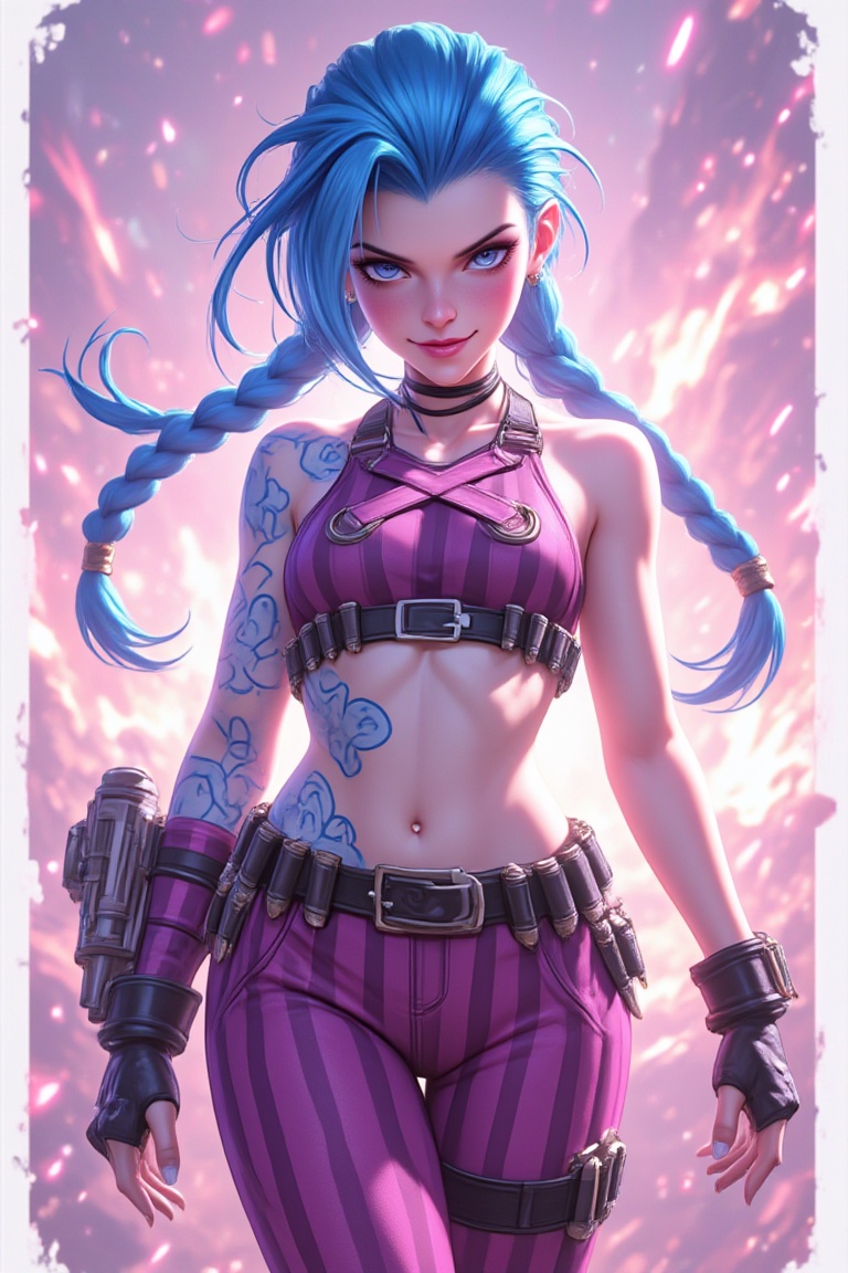 a woman,  Jinx league of legends,  upper body on Tensor.Art
