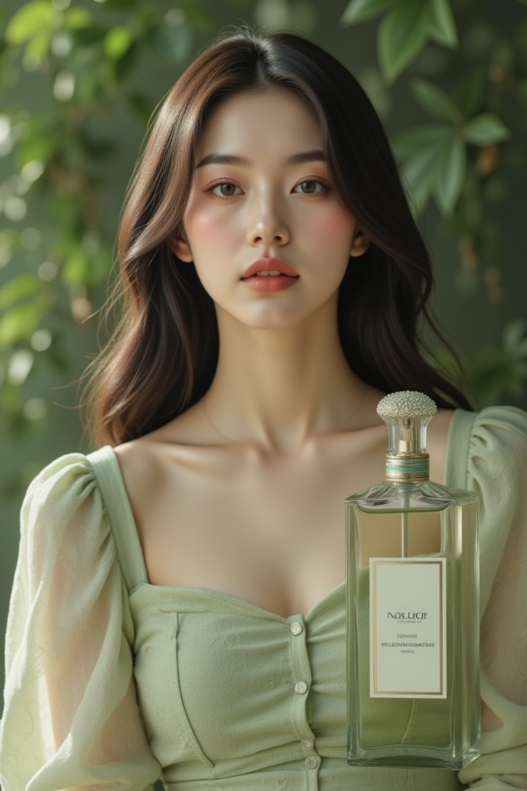A professional photograph showcasing a cosmetics advertisement for the brand 'NATURE,  ' created in collaboration with K-P...