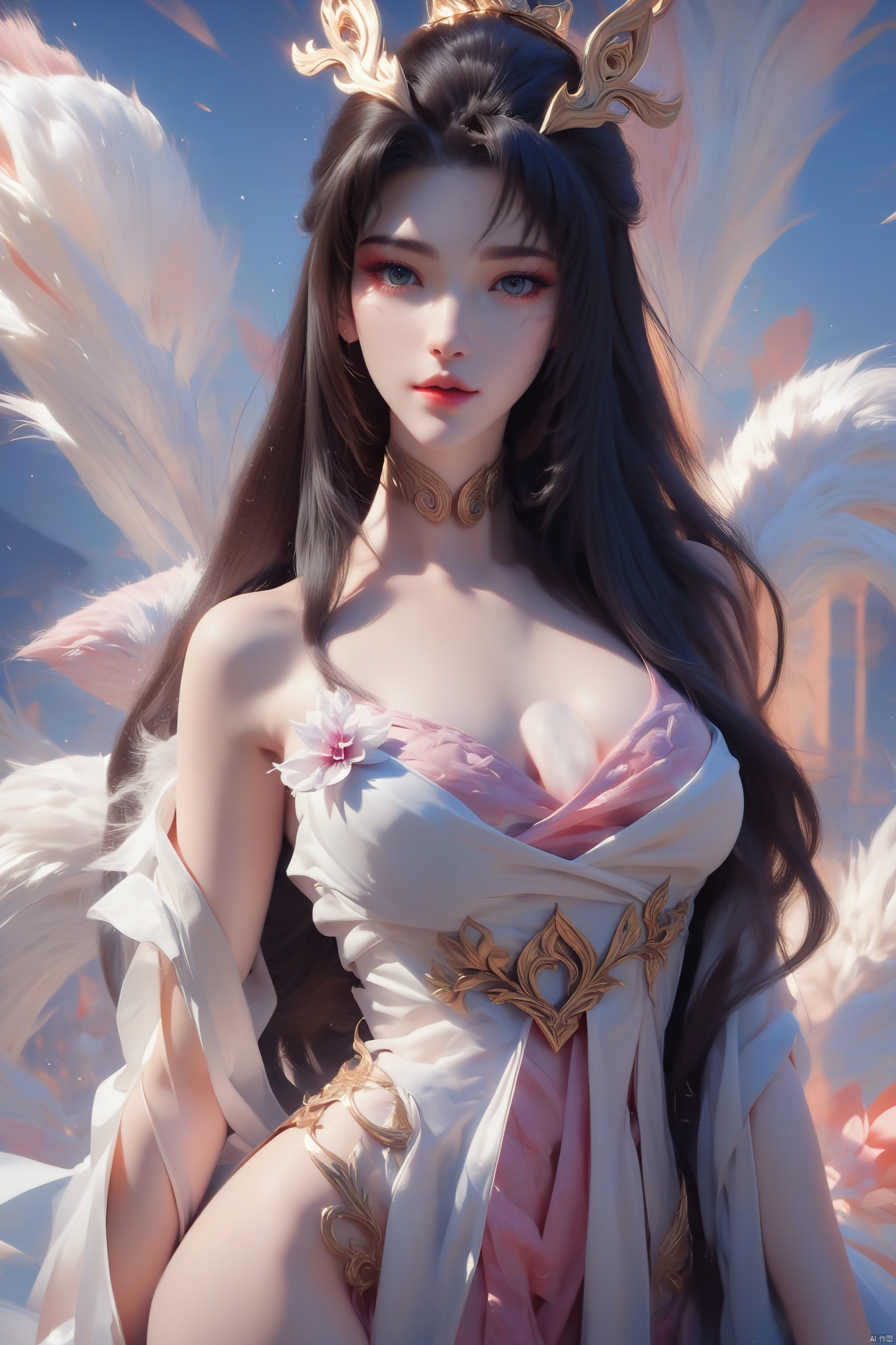 score_9, score_8_up, score_7_up,highly detailed digital,1girl, solo, long hair, breasts, looking at viewer,