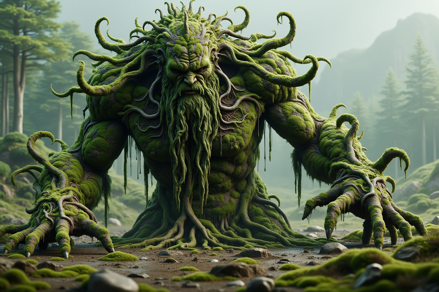 A massive,  root-based woman emerges from the ground. Ral-ovrgrwth tangled on Tensor.Art