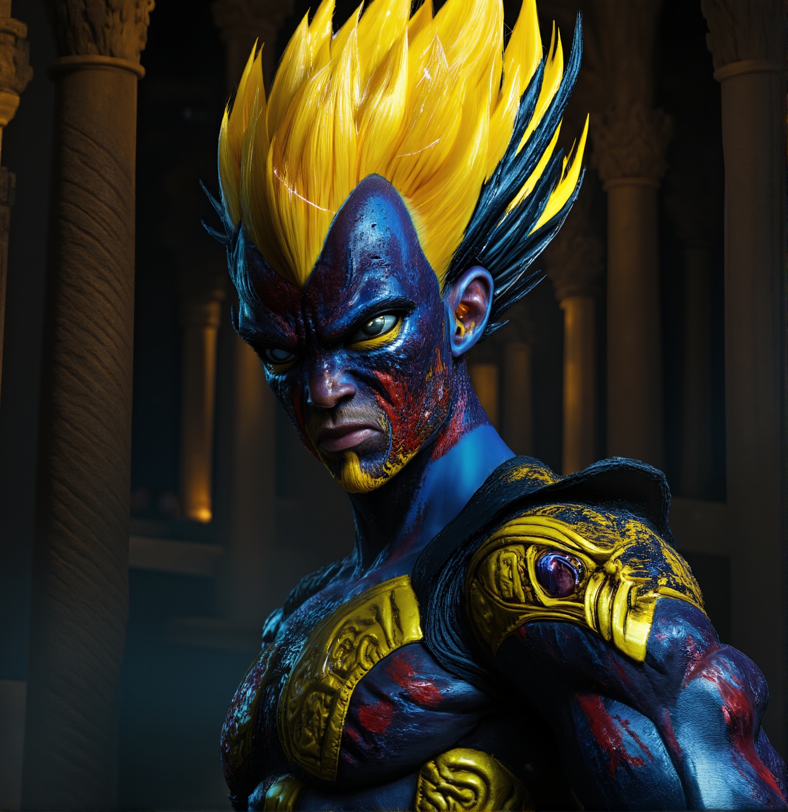 8k portrait of muscular vegeta,  yellow hair,  blue eyes on Tensor.Art