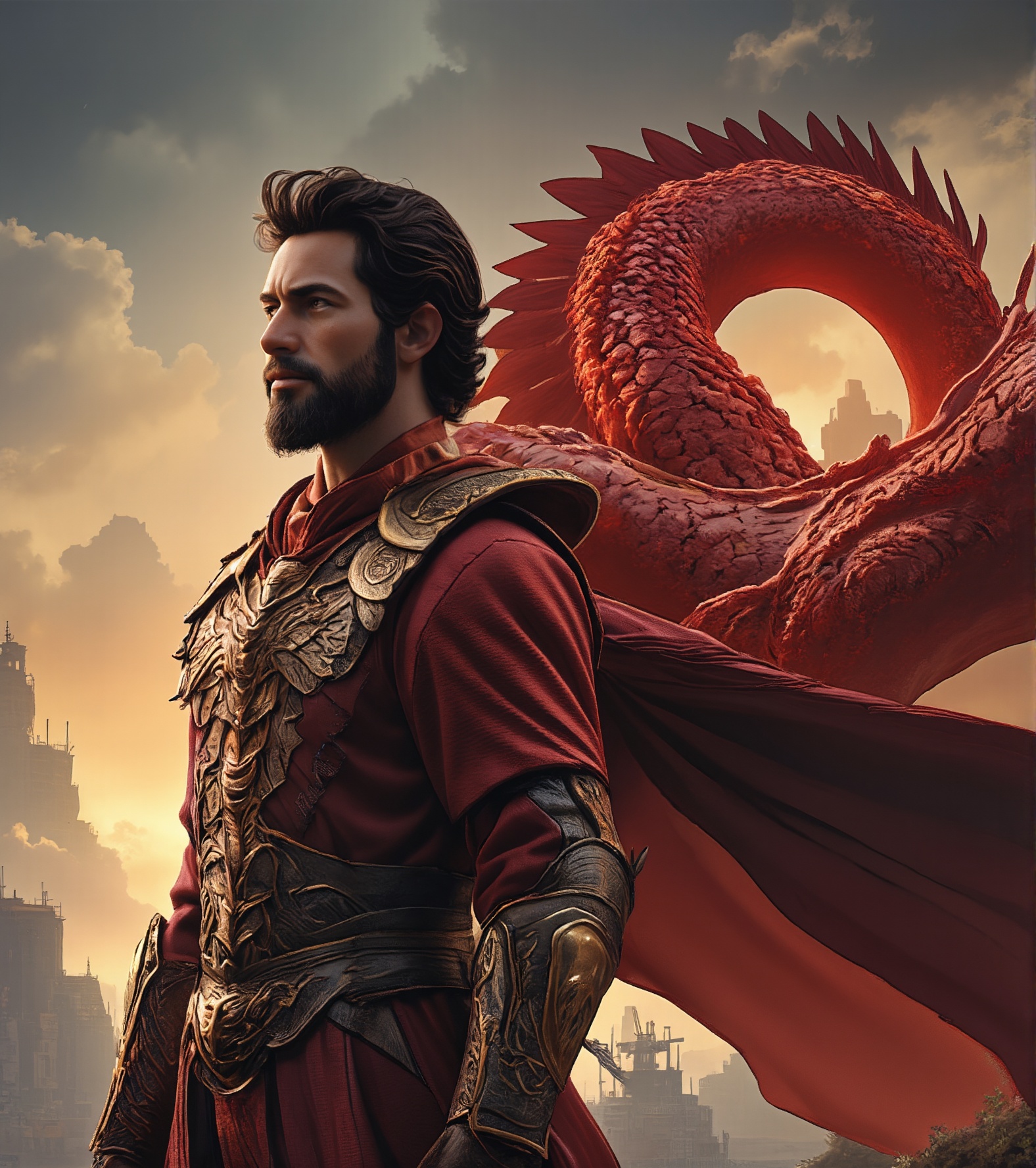 anime - style illustration of a man with a dragon on his back,  epic anime fantasy,  epic anime style on Tensor.Art