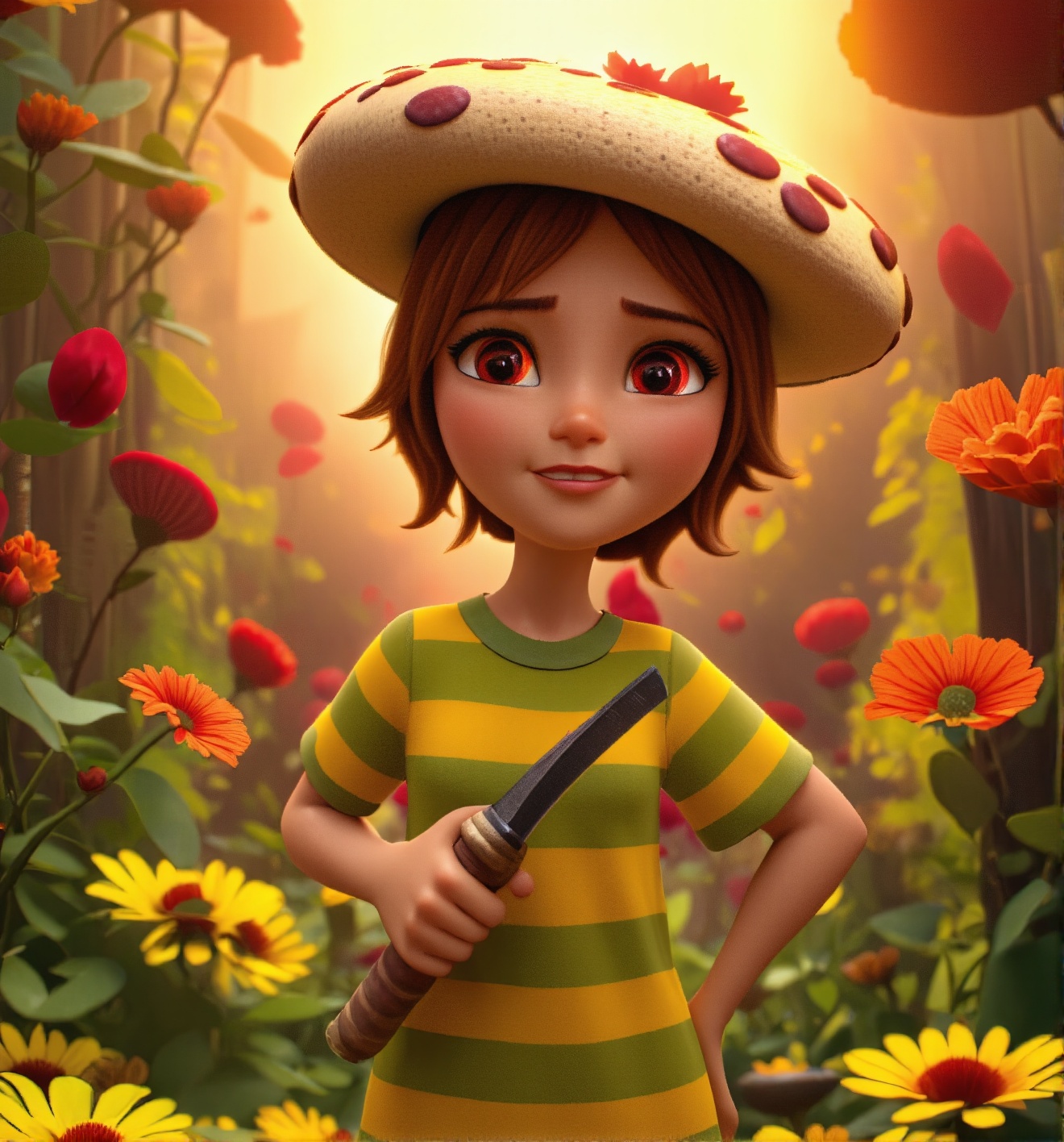 Red eyes,  girl,  holding a knife on Tensor.Art