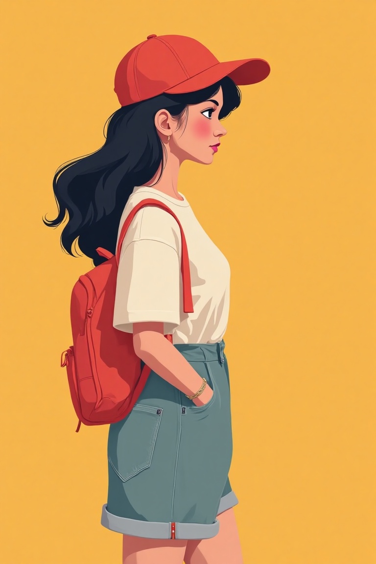 1girl The art should be minimalist and flat colors,  in the style of mixing all around the world. The art style should be...