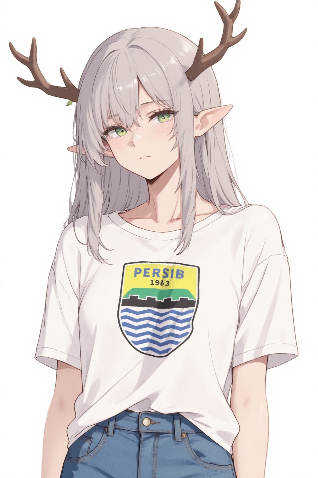 anime_style drawing anime of Fuyuki_Haruka ,  silver hair,  antlers on Tensor.Art