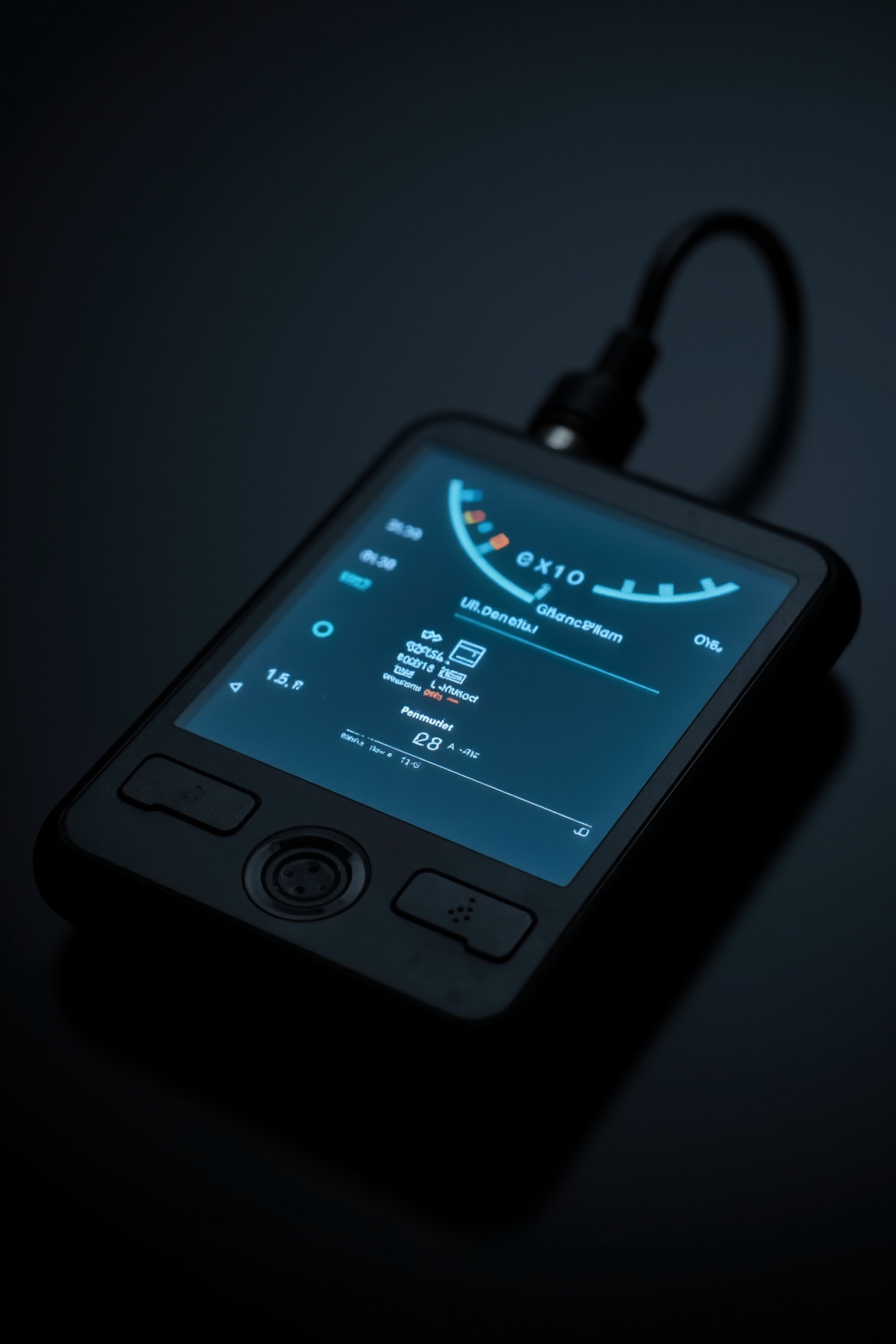 Professional product photo of an electronic device with a screen. The design follows dieter style. Hasselblad H6D-100c,  l...
