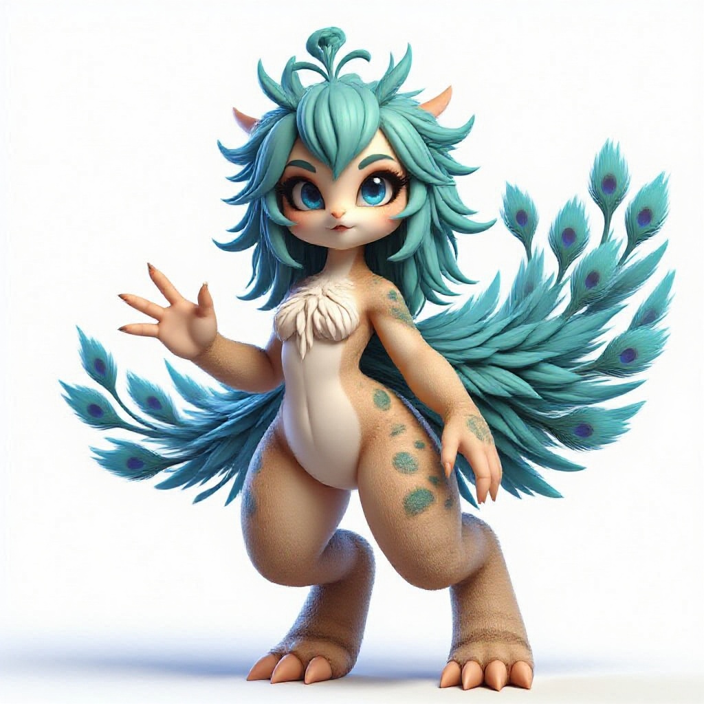 anthro dragon/peacock hybrid with hyper realistic features,  humanoid species,  feminine on Tensor.Art