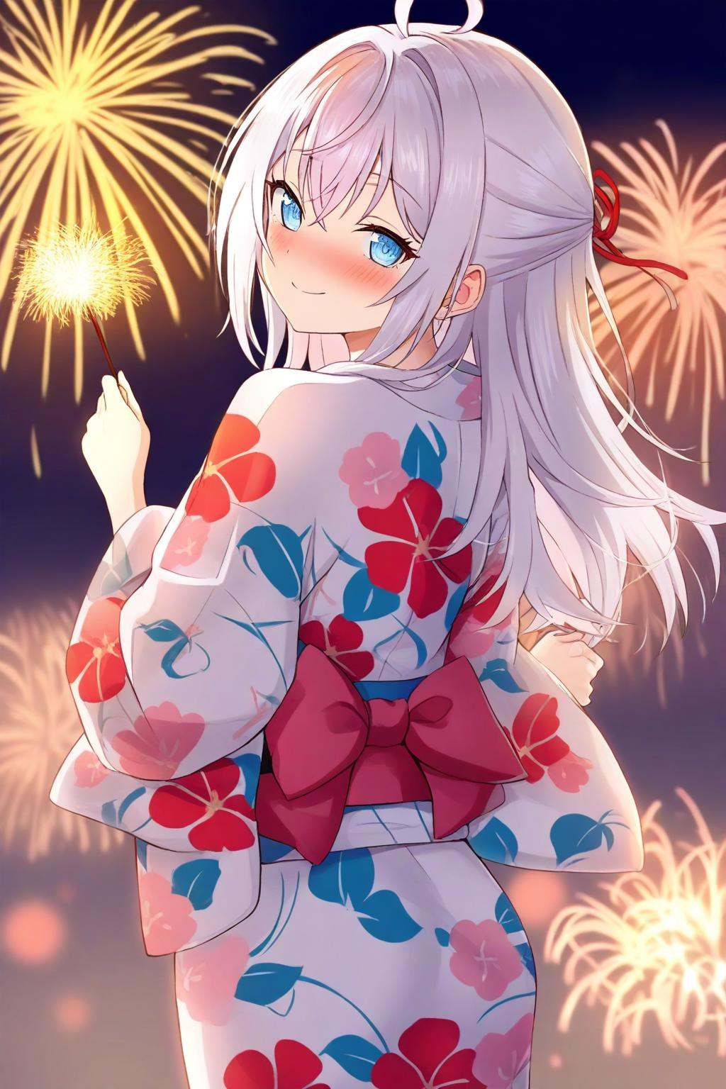 1girl,  alisa_mikhailovna_kujou,  yukata by Wenaka on Tensor.Art